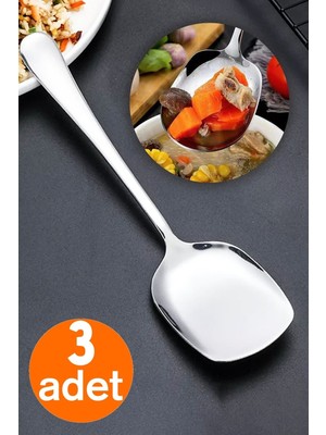 Servis Kaşığı Seti 3 Lü Paslanmaz Çelik Lüx Salata Börek Pasta Fırın Tavuk Patates Servis Kaşığı