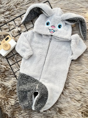 Minizade Welsoft Peluş Unisex Fermuarlı Kışlık Tavşan Bebek Uyku Tulumu