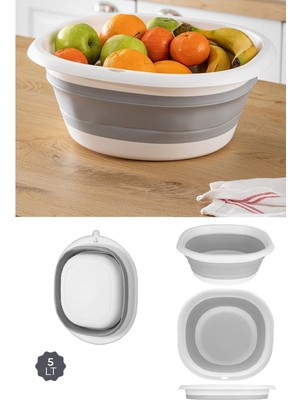 2'li Set Katlanır Badya Leğen Katlanabilir Badya 5 Litre