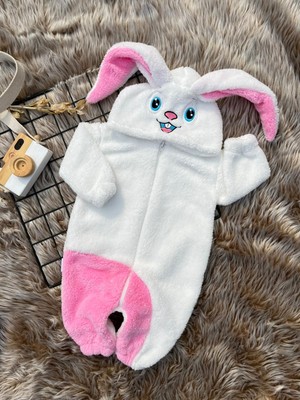 Minizade Welsoft Peluş Unisex Fermuarlı Kışlık Tavşan Bebek Uyku Tulumu