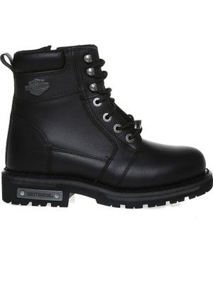 Harley Davidson Siyah Bot 40 Erkek Düz Desenli Kısa Topuklu Rahat Tabanlı