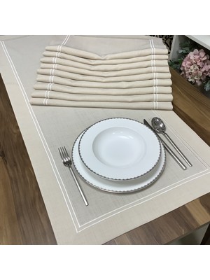 Oya Home Kırık Beyazçift Pikolu Ranır(1) & Amerikan Servis(8) Set