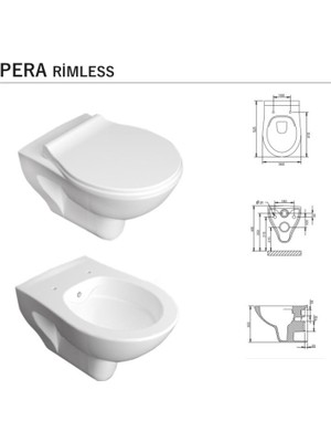 Turavit PR3510 Pera Kanalsız Asma Klozet, Nkp Yavaş Kapak