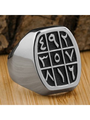 925 Gümüş Ebcet Gümüş Erkek Yüzük