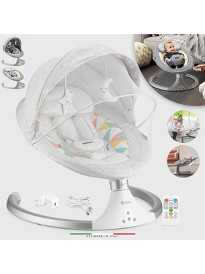 Elele Dormire Elektrikli Otomatik Sallanan Ana Kucağı Açık Gri-Beyaz