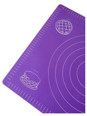 Silikon Hamur Açma Matı (Ölçülü) - Lila - 50X40 (±0,5) cm