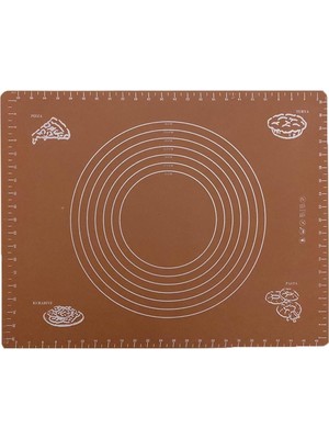 Silikon Hamur Açma Matı (Ölçülü) - Kahverengi - 50X40 (±0,5) cm
