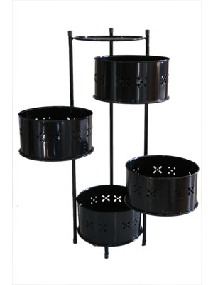 4 Katlı Pratik Siyah Metal Patates Soğan Meyve Sebze Sepeti Sebzelik