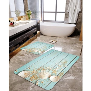 Talia Home Deniz Kabukları Baskılı 2'li Büyük Boy Banyo Paspas Seti