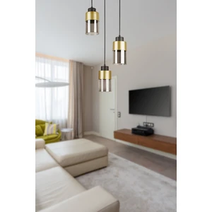 Mono Özel Tasarım Spor Modern Mutfak - Salon - Cafe Siyah Gold Renk Füme Camlı 3 Lü Avize