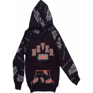Never Baskılı Kapüşonlu 2iplik Şardonlu Sweatshirt
