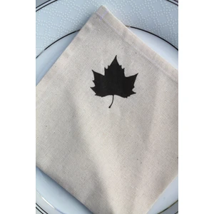 Emtory Home  6 Adet Yaprak Detaylı Naturel Pamuklu Keten Servis Sunum Peçetesi