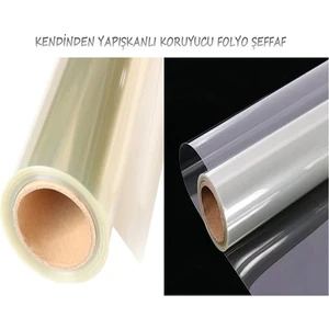 Mobilya Masa Cam Yüzeyi Koruma Kendinden Yapışkanlı Şeffaf Folyo 50 cm x 1 Metre