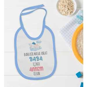 Bk Kids Masal Anlat Baba Tasarımlı Mavi Bebek Mama Önlüğü-1