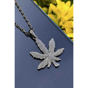 Trend Collection Siyah Füme Kenevir Yaprağı Model Erkek Kolye