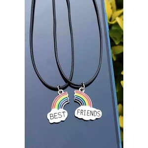 Trend Collection 2 Adet Arkadaşlık Bff Best Friends Kolyesi, Gökkuşağı Kolye