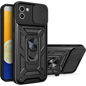 Samsung Galaxy A03 Kılıf Kamera Korumalı Sürgülü Yüzüklü Armor Military Tank Zırhlı Kapak