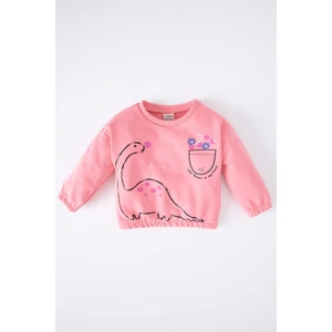 Kız Bebek Bisiklet Yaka Dinozor Baskılı Sweatshirt Z0776A222WN