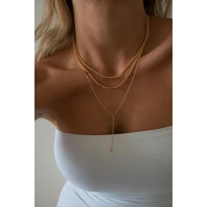 New Obsessions Basic Altın Zincir Kombini Kolye 3'lü Paket