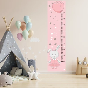 Echo Home Sevimli Tavşan ve Balon Temalı Çocuk Odası Boy Ölçer Sticker