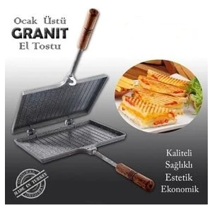 Iç Dış Granit Döküm El Tost Makinası, Granit Ultra Lüks Ocak Üstü Tost Grill