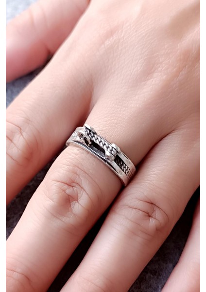 Dikiş Makinası Şekilli Antik Gümüş Kaplama El Yapımı Ayarlanabilir Unisex Yüzük modelleri