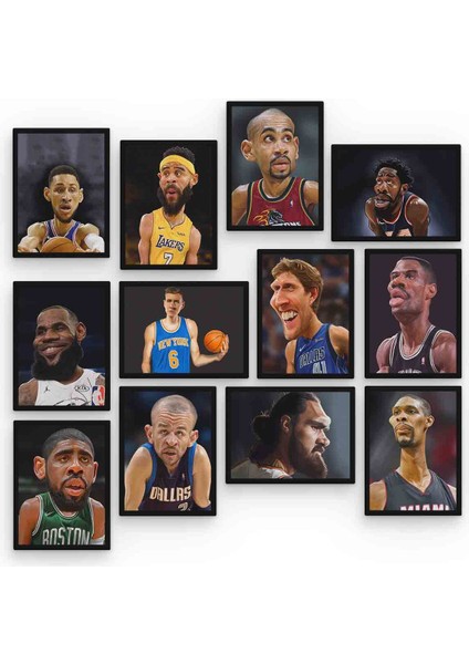 Basketçiler 12 Parça Mdf (Ahşap) Tablo Ofis Boyu 30 x 30 cm cm fiyatları