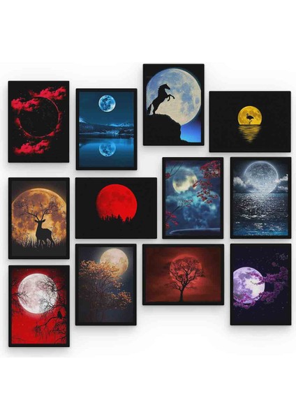 Gece 12 Parça Mdf (Ahşap) Tablo Ofis Boyu 30 x 30 cm cm