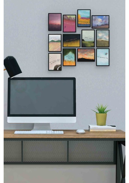 Çizim Söz 12 Parça Mdf (Ahşap) Tablo Ofis Boyu 30 x 30 cm cm