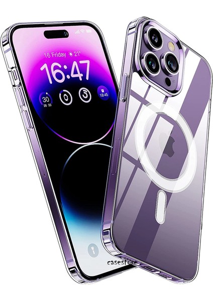 iPhone 14 Pro Max Kılıf Koruyucu Magsafe ile Uyumlu 6.7 Inç Crystal Clear Halkalı Şeffaf Kapak