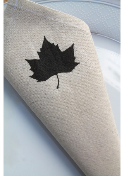 6 Adet Yaprak Detaylı Naturel Pamuklu Keten Servis Sunum Peçetesi fiyatları