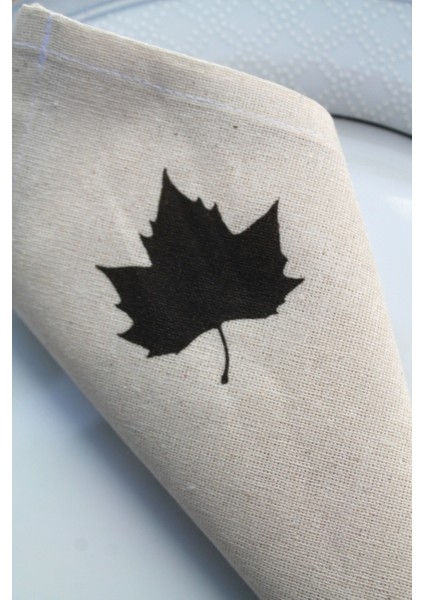 6 Adet Yaprak Detaylı Naturel Pamuklu Keten Servis Sunum Peçetesi modelleri