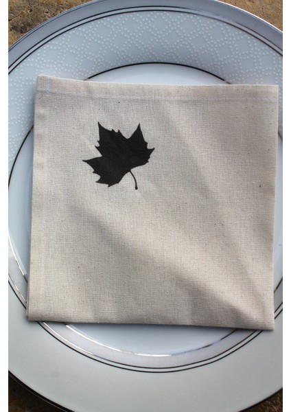 6 Adet Yaprak Detaylı Naturel Pamuklu Keten Servis Sunum Peçetesi indirimleri