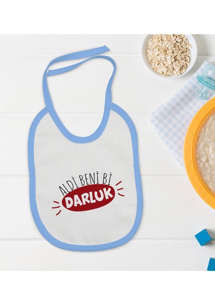 Kids Darluk Tasarımlı Mavi Bebek Mama Önlüğü-1