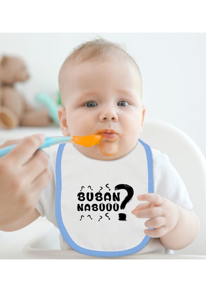 Kids Buban Nabüüü Tasarımlı Mavi Bebek Mama Önlüğü-1 fiyatları