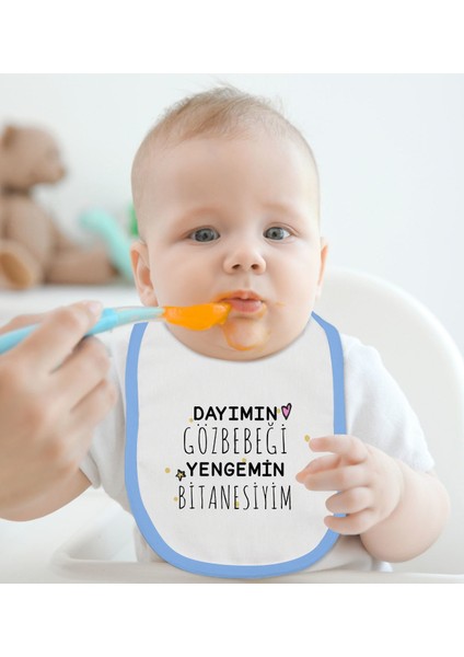 Kids Dayımın Gözbebeği Tasarımlı Mavi Bebek Mama Önlüğü-1 fiyatları