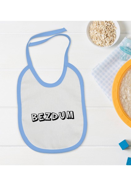 Kids Bezdum Tasarımlı Mavi Bebek Mama Önlüğü-2
