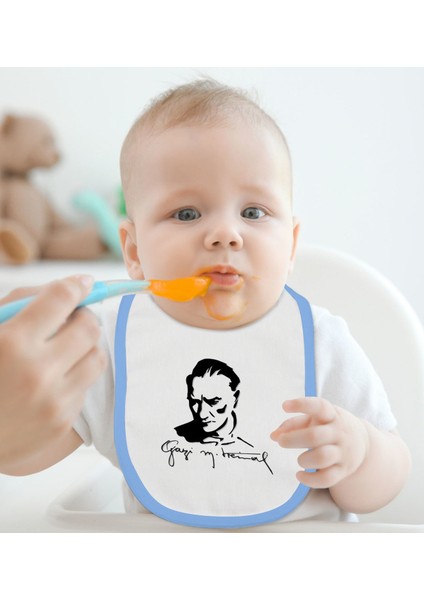 Kids Atatürk Temalı Mavi Bebek Mama Önlüğü-19 fiyatları