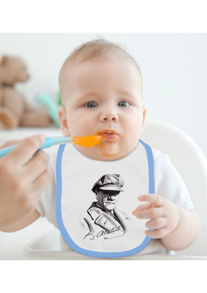 Kids Atatürk Temalı Mavi Bebek Mama Önlüğü-17 fiyatları