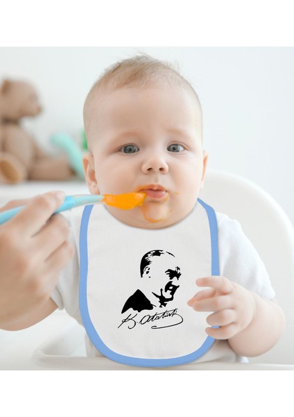 Kids Atatürk Temalı Mavi Bebek Mama Önlüğü-26 fiyatları