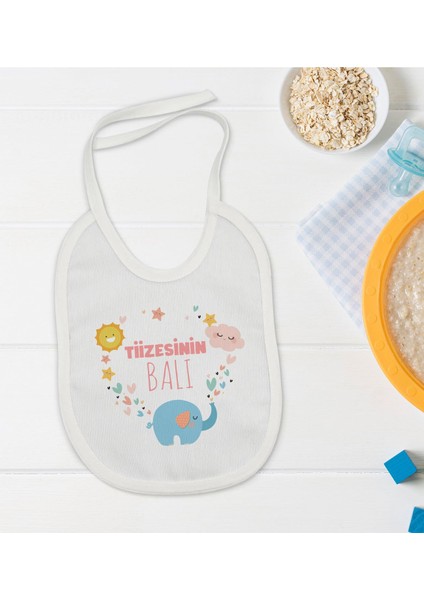 Kids Tiizesinin Balı Tasarımlı Beyaz Bebek Mama Önlüğü-1