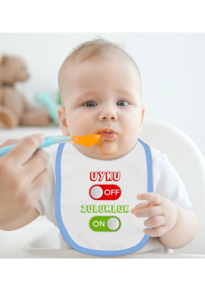 Kids Uyku Off Tasarımlı Mavi Bebek Mama Önlüğü-1 fiyatları