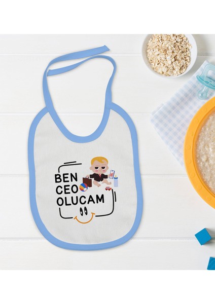 Kids Ceo Olucam Tasarımlı Mavi Bebek Mama Önlüğü-1