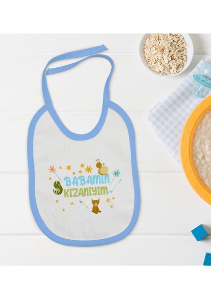 Kids Babamın Kızanıyım Tasarımlı Mavi Bebek Mama Önlüğü-1