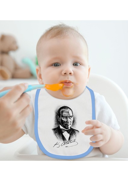 Kids Atatürk Temalı Mavi Bebek Mama Önlüğü-14 fiyatları