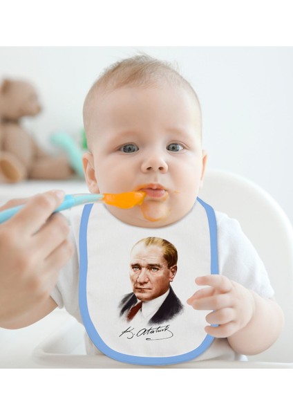 Kids Atatürk Temalı Mavi Bebek Mama Önlüğü-12 fiyatları