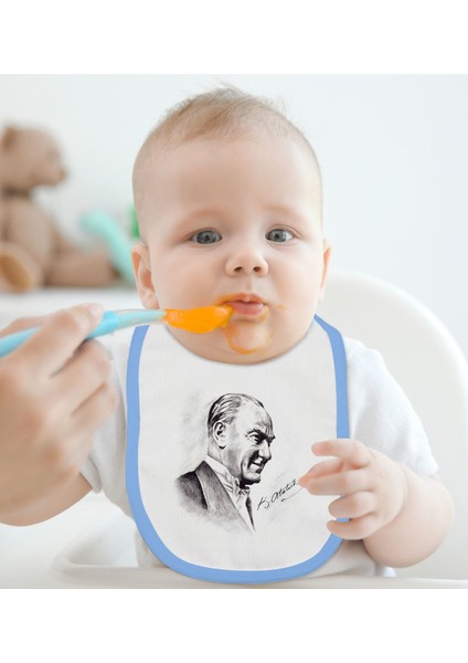 Kids Atatürk Temalı Mavi Bebek Mama Önlüğü-10 fiyatları