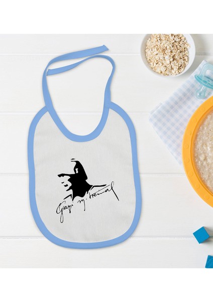 Kids Atatürk Temalı Mavi Bebek Mama Önlüğü-27