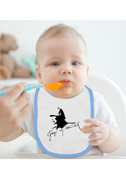 Kids Atatürk Temalı Mavi Bebek Mama Önlüğü-27 fiyatları