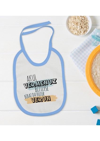 Kids Akul Vermenuz Bittiyse Tasarımlı Mavi Bebek Mama Önlüğü-1
